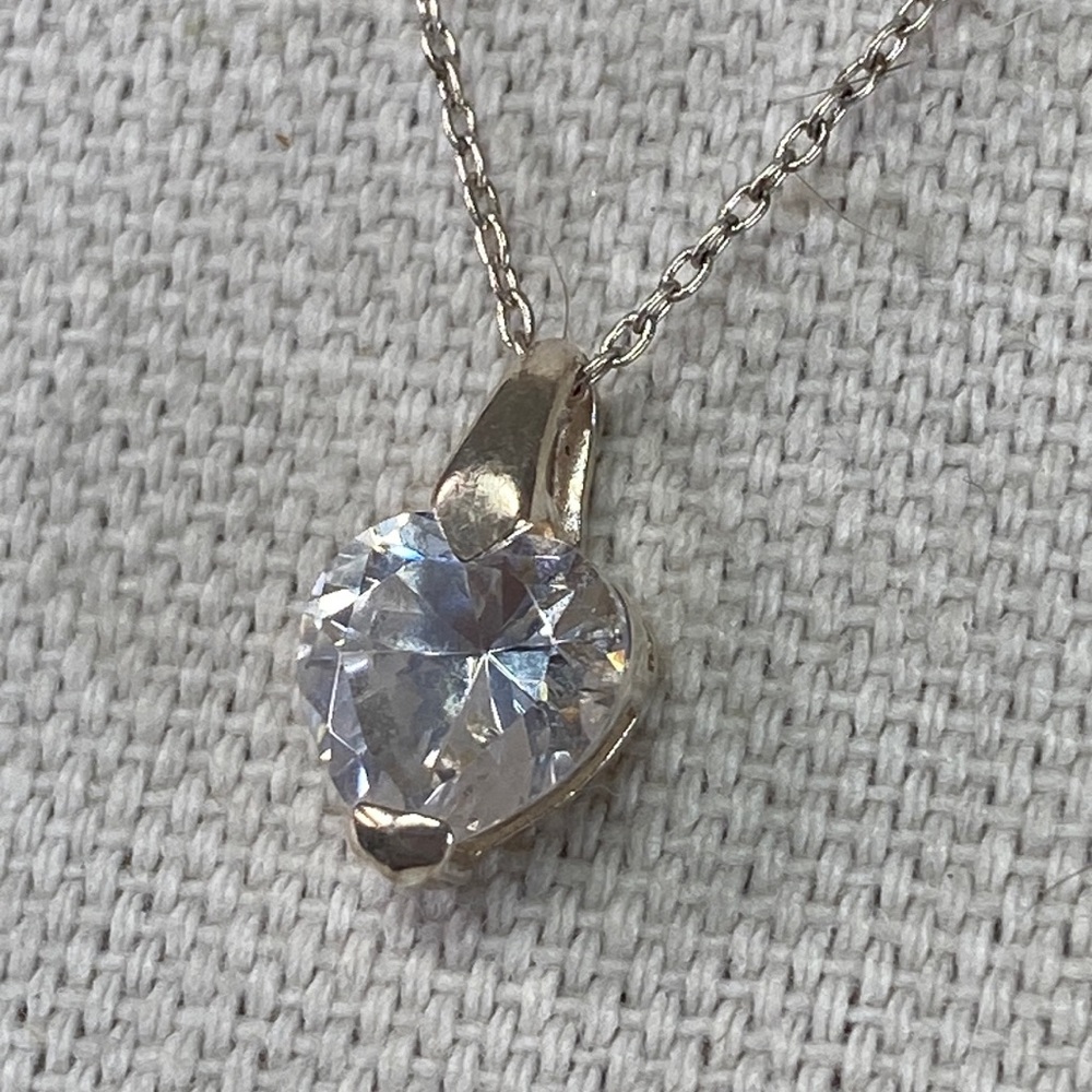 Dainty crystal heart pendant 925 silver